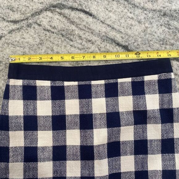 J. Crew Size 4 Navy Blue & White Gingham Check Pencil Skirt Lightweight Small - Picture 4 of 6